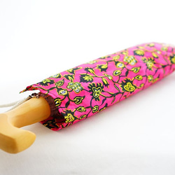 アフリカ布の折り畳み日傘/ピンク 5枚目の画像