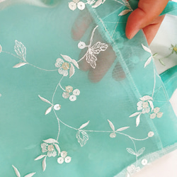 花刺繍エコバッグ 洗える オシャレ 可愛い オーガンジー 4枚目の画像