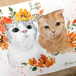 Pet Portrait 兩隻寵物肖像/寵物畫/15cmx15cm/19.5cmx27.5cm/可含框 第7張的照片