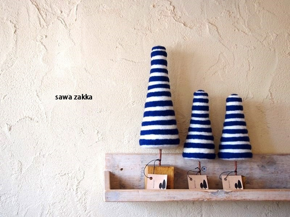 シマシマの木　(Ｓ)　白×青 1枚目の画像