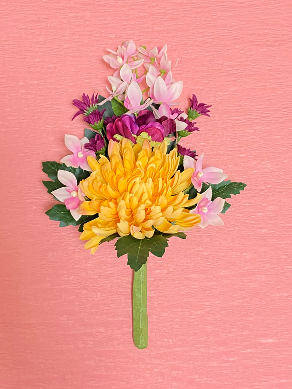 本格的仏花（シンピジューム　ピンク）　アーティフィシャルフラワーでコロナ禍だからこその思いを届ける仏花。 1枚目の画像