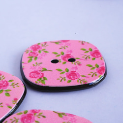 【10個】23mm ローズ柄のボタン　ピンク ☆ 花柄 4枚目の画像