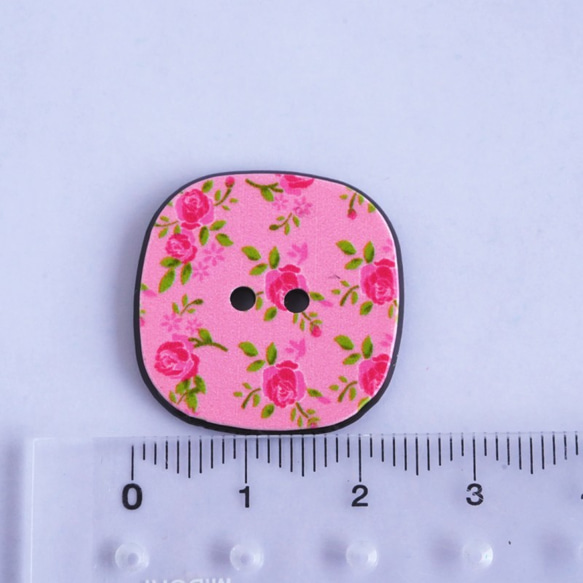 【10個】23mm ローズ柄のボタン　ピンク ☆ 花柄 6枚目の画像