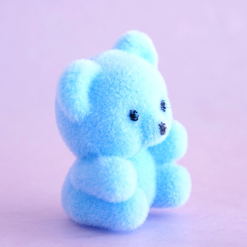 1個)フロッキー くまちゃん＊水色 (オプションでヒートン装着し