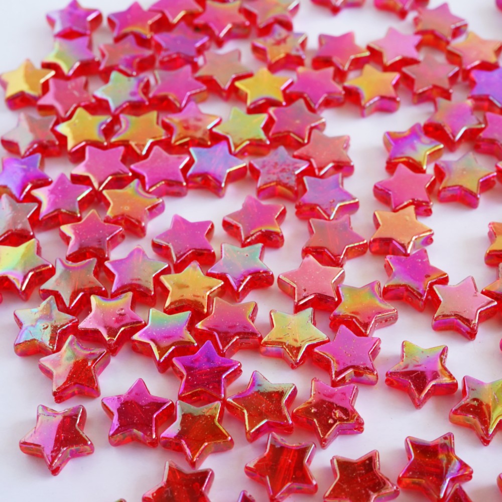 ☆【アソート】 トロールビーズ 6点 レッド 赤 花 イエロー 柄 模様 夏