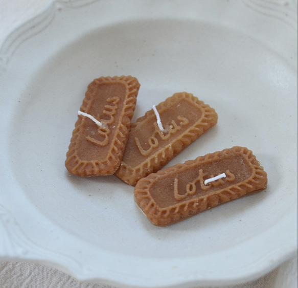蜜蝋の3種のクッキーキャンドル 4枚目の画像
