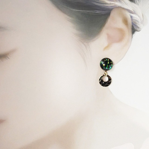 未使用 hazama ピアス　ブラック×オーロラ 0_d77e7f4a98f33325ce713d37ba17