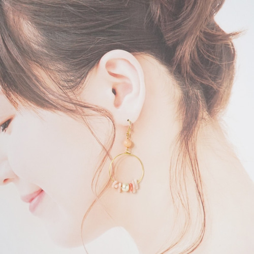 サンゴのフープピアス／イヤリング《549》 ピアス（フック
