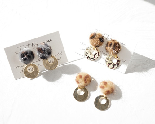 790◆ブラックカボション　レオパード　ゴールド　大ぶり　ピアス　イヤリング 0_1fe40e1d8e54aacbb29ec3f3db2d