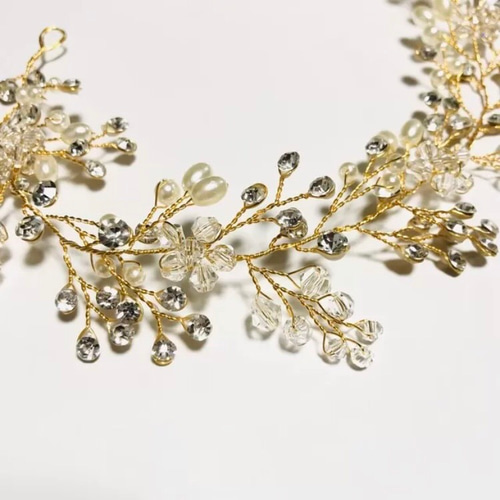 ブライダル小枝ヘッドドレス 小枝アクセサリー GOLD ヘッド