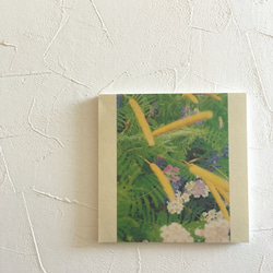 [再販] 壁であそぼう ☆ 小さな秋の彩り アートパネル 写真 葉っぱ 緑 花 1枚目の画像