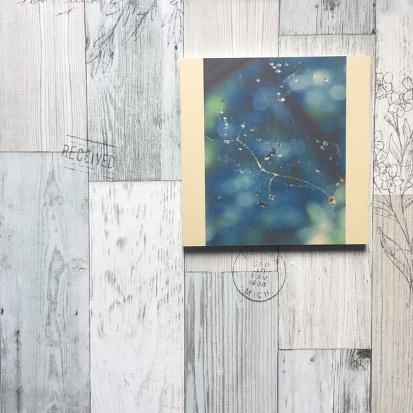 [再販] 壁であそぼう ☆ 森の小さなシャンデリア アートパネル 写真 青 雨 水 1枚目の画像