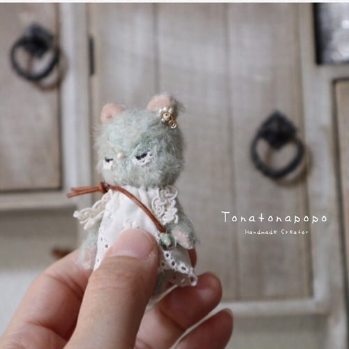 受注製作】レースまつ毛♡お鼻パールなネコちゃん 7.5 受注製作】レースまつ毛♡お鼻パールなネコちゃん 7.5