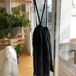 綾織りベルギーリネン サスペンダー付スカート 1枚目の画像