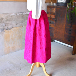 フラワージャガードスカート ピンク 2枚目の画像