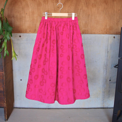 フラワージャガードスカート ピンク 3枚目の画像