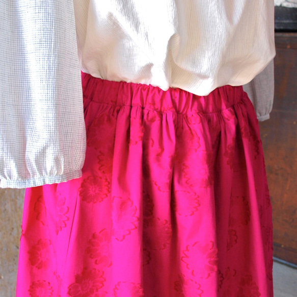フラワージャガードスカート ピンク 4枚目の画像