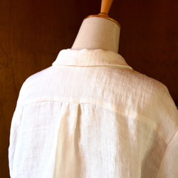 開襟シャツ 二重織りリネン ホワイト 9枚目の画像