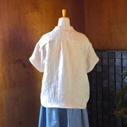 開襟シャツ 二重織りリネン生成り 5枚目の画像