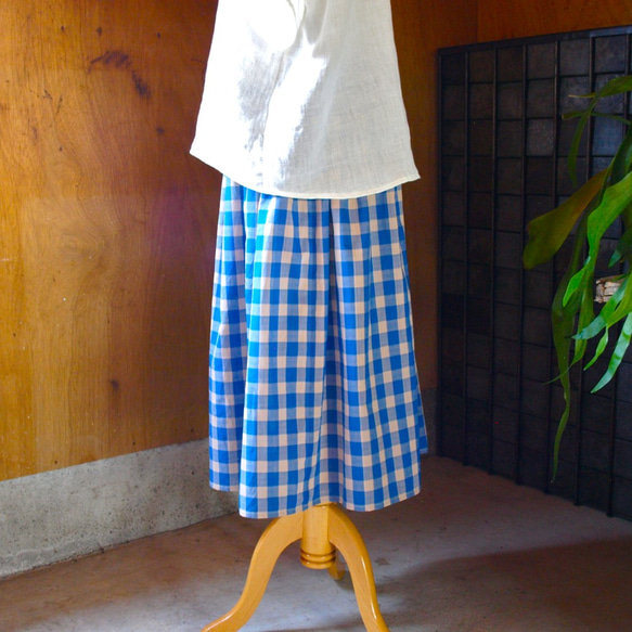 スキップスカート チェック ブルー×ベージュ 3枚目の画像