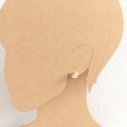 蒔絵パールピアス / 桃色木の葉のリース/maki-e pearl earrings/pink leaf wreath 4枚目の画像