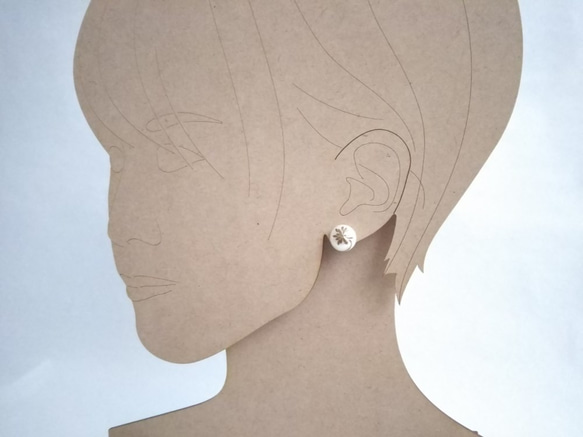 蒔絵パールピアス /ディジーとスワロ/maki-e pearl earrings/daisy & swarovski 5枚目の画像