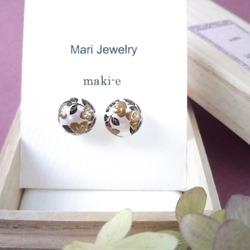 蒔絵パールピアス / バラ / maki-e pearl earrings / roses 4枚目の画像