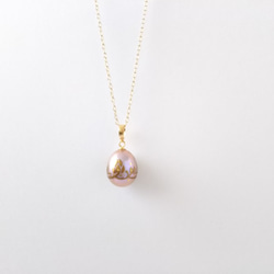 蒔絵パールネックレス / 花カラクサ / maki-e pearl necklace/flower arabesque 5枚目の画像