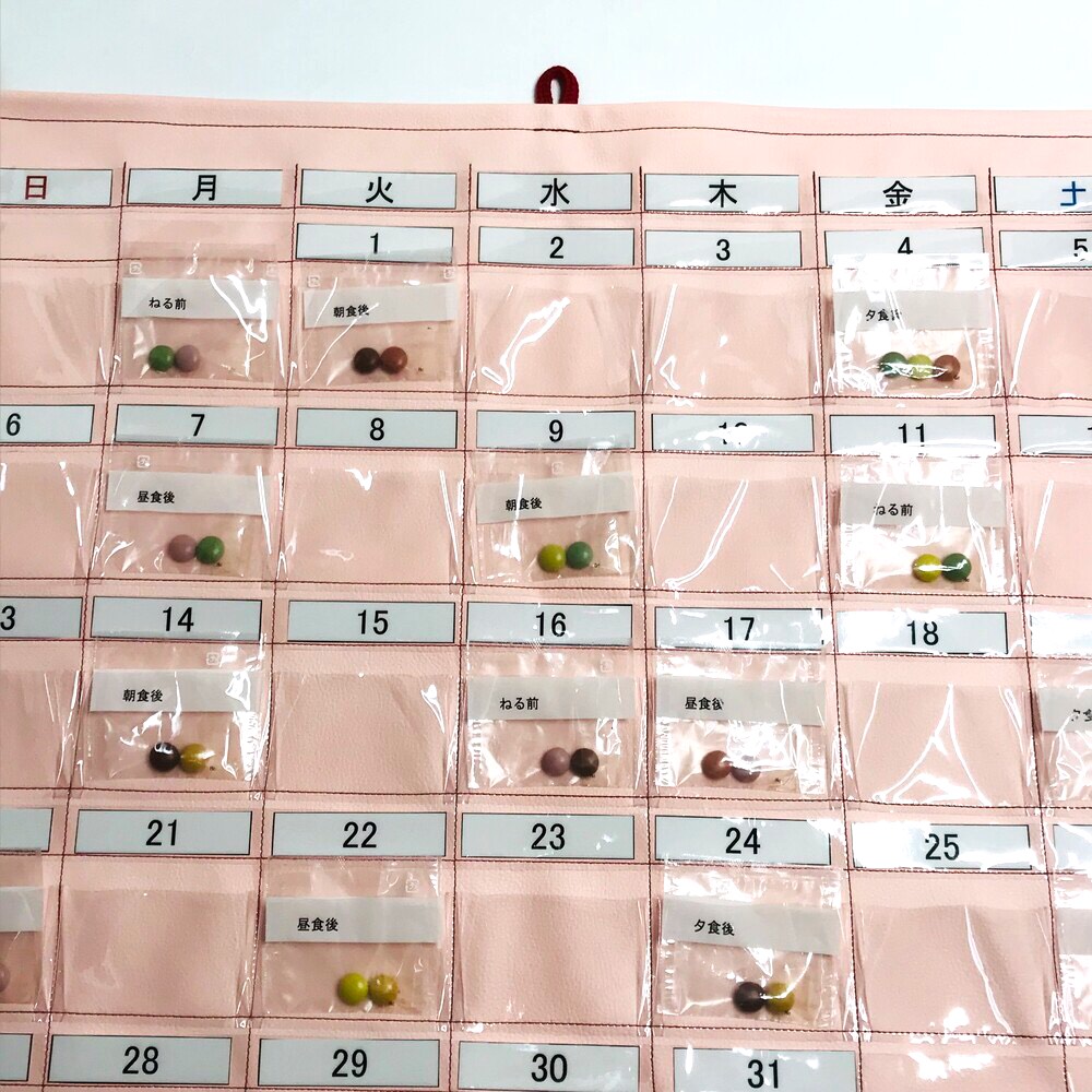 一目でわかる　お薬投薬カレンダー　1ヶ月用　知育カード　学習教材