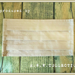 綿ワッシャー加工のプリーツマスク　薄手　サンドベージュ 2枚目の画像