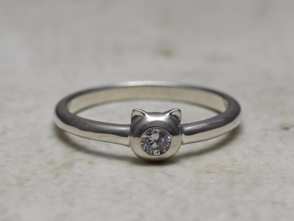 猫耳ストーンリング