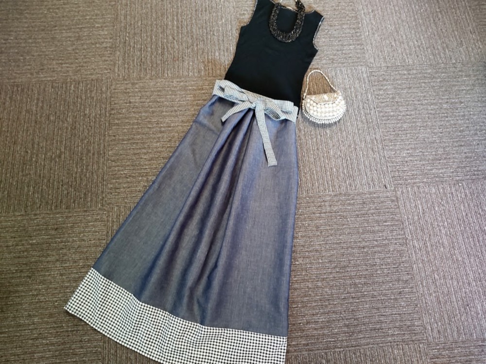 ★95㎝まで★パッチワーク風★ウエストゴムのギャザースカート★受注製作★