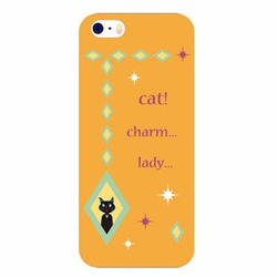 猫イラスト/スマホケース「cat! charm... lady...」オレンジ (IST-MA3) 1枚目の画像