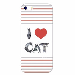 猫 スマホカバー ねこフォント【I LOVE CAT】グレー (NF-GY) 1枚目の画像