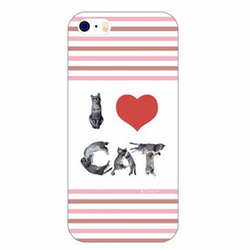 猫 スマホカバー ねこフォント【I LOVE CAT】ピンク (NF-PK) 1枚目の画像