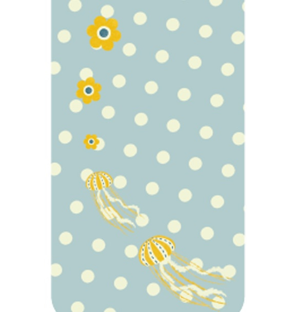 くらげのスマホケース【レトロポップなお花とクラゲ】(II-021A) 2枚目の画像