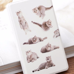 猫のオリジナル モバイルバッテリー（スマホ等携帯充電池）「いろいろアクション猫ちゃん」 1枚目の画像