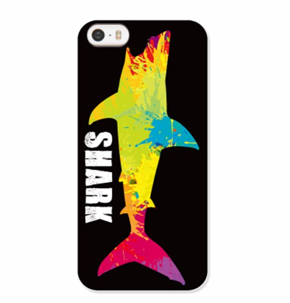スマホケース【SHARK! サーモグラフィーなサメ】黒（II-040A） 1枚目の画像