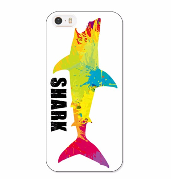 スマホケース【SHARK! サーモグラフィーなサメ】白（II-040B） 1枚目の画像