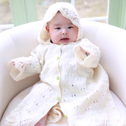 やさしくあったか、手編みベビードレス ベビー服 あゆる。LAZULI