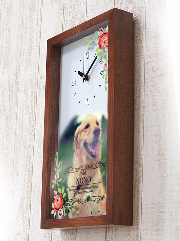 木製額縁フレーム壁掛け時計　ローズ 2枚目の画像