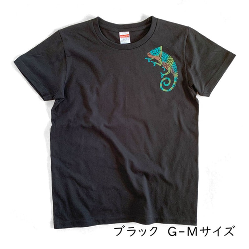 型染め カメレオンのTシャツ ステンシル トカゲ Tシャツ 手作り工房