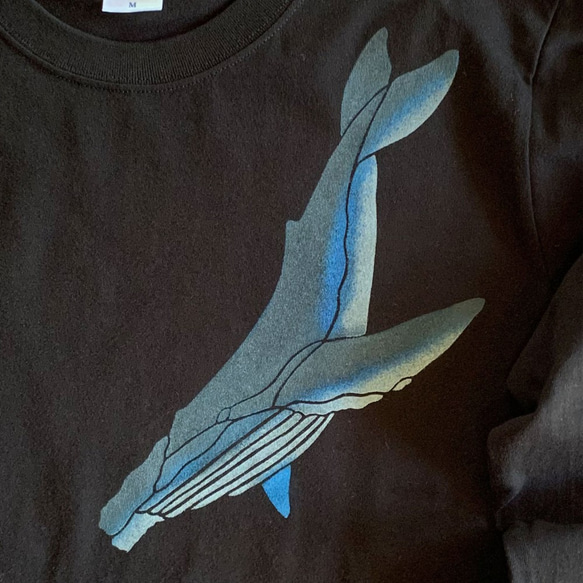 クジラ　ロンT　型染め　ロングスリーブTシャツ 3枚目の画像