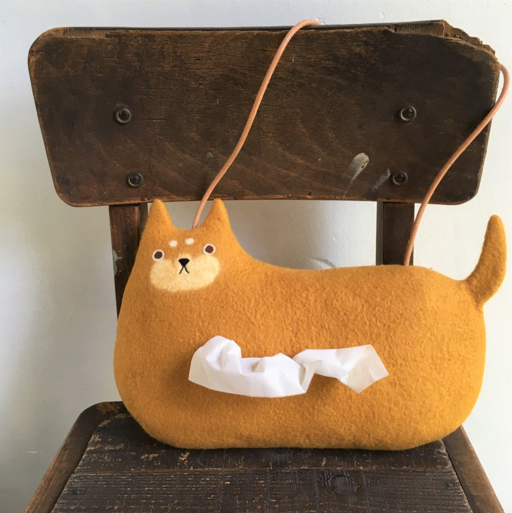 犬 いぬ ティッシュカバー レトロ 希少 羊毛フェルト風 アンティーク