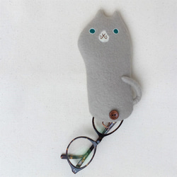 【ご注文者様専用】　ネコのメガネケース（濃いグレー） 4枚目の画像