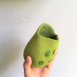 羊毛氈刺猬迷袋（森林）（黃綠色） 第4張的照片