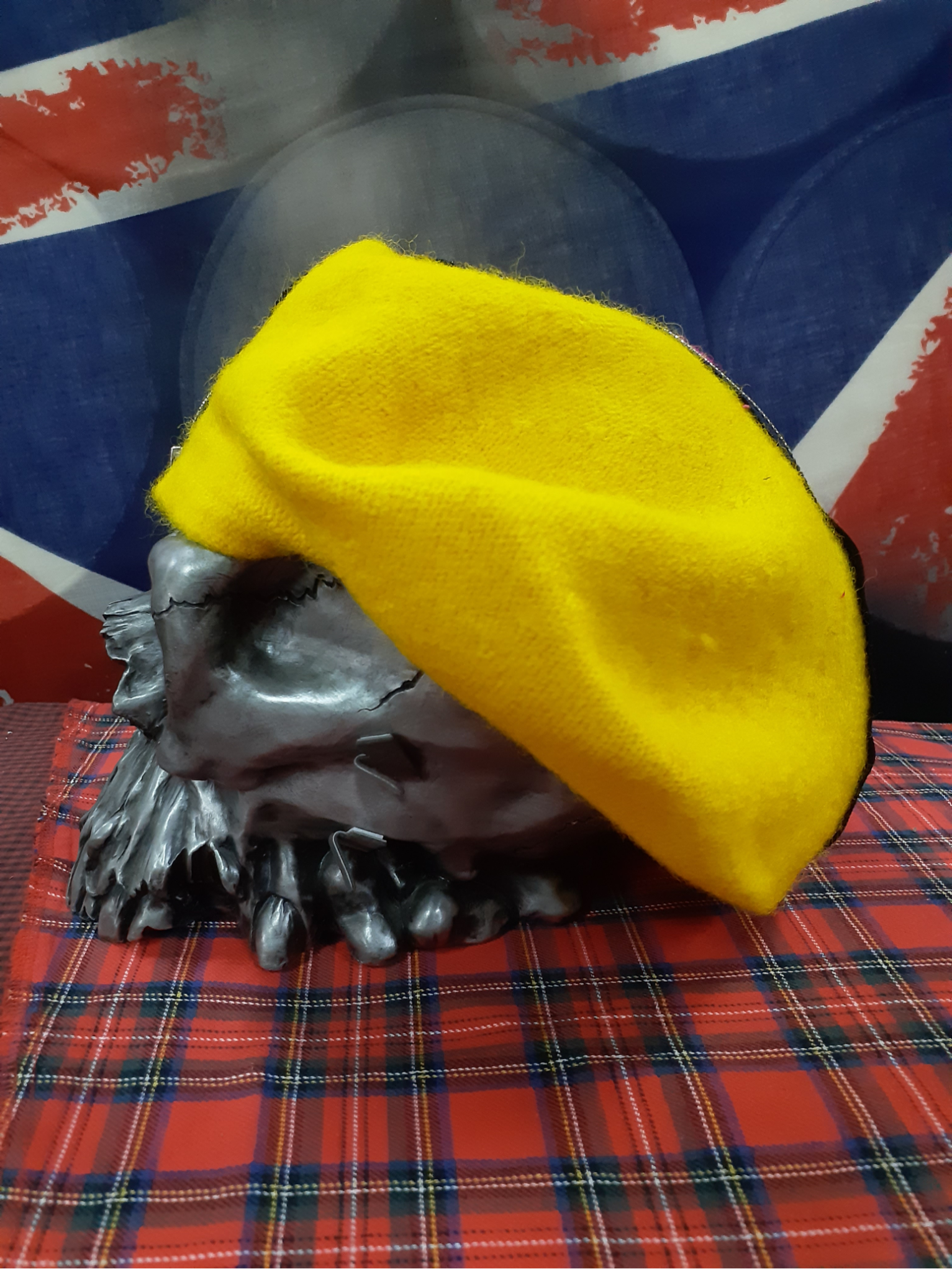 ロンドンパンク ロック ファッション セックスピストルズカラーZIPアシンメトリーベレー帽 ピンク×イエロー