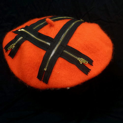 ハードコア パンク ロックファッションZIPアナーキーマークベレー帽