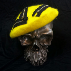 ロカビリーパンクロックアシンメトリーZIPベレー赤×黒 ロカビリーパンクロックアシンメトリーZIPベレー赤×黒 パンクロック