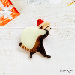 【過去作品】レッサーパンダのクリスマスブローチ 5枚目の画像